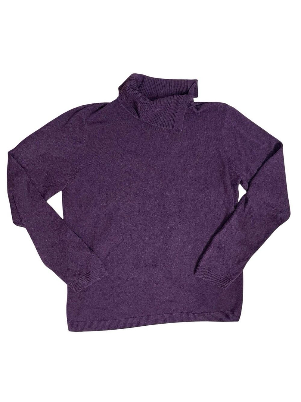 GK-Edition Women Purple Cowl Neck Sweater Knit Long Sleeve Pullover Size L